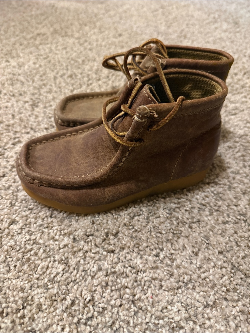 Kids Brown cow leather Suede Moccasin Boots - Trail Guide size 13